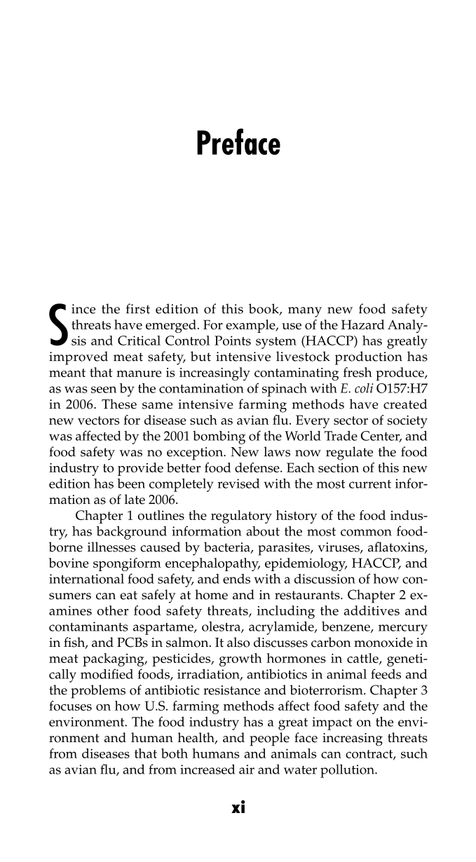 Food Safety: A Reference Handbook, 2nd Edition page xi