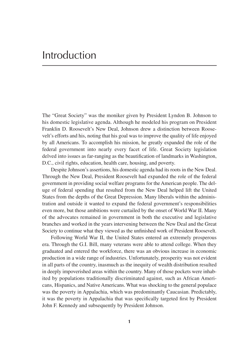 The Great Society and the War on Poverty: An Economic Legacy in Essays and Documents page 1