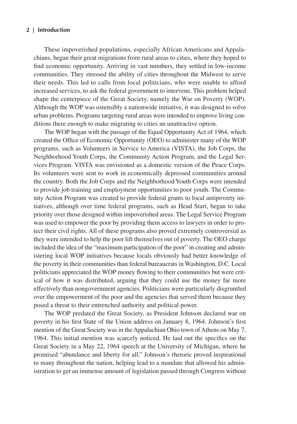 The Great Society and the War on Poverty: An Economic Legacy in Essays and Documents page 2