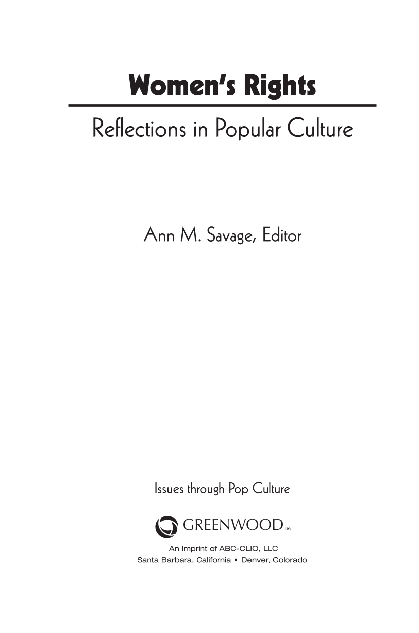 Women's Rights: Reflections in Popular Culture page iii