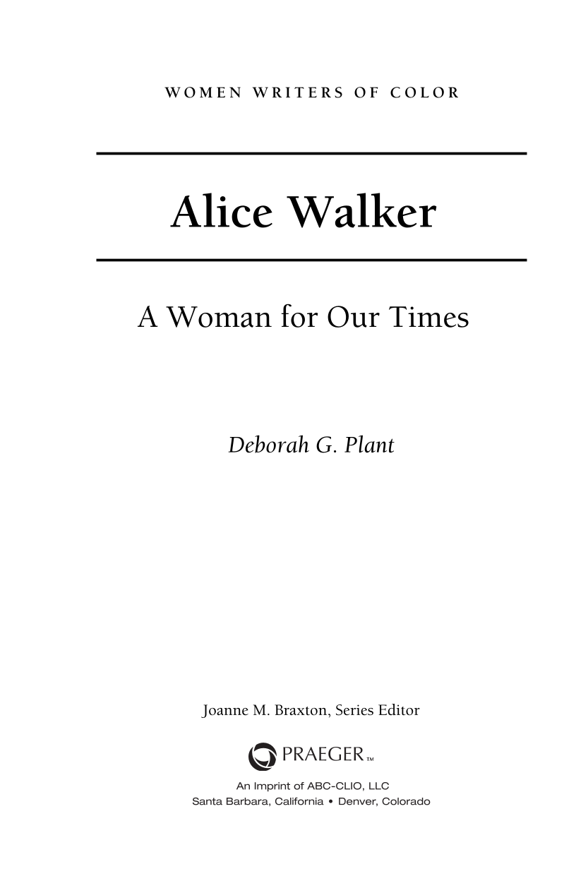 Alice Walker: A Woman For Our Times page iii1