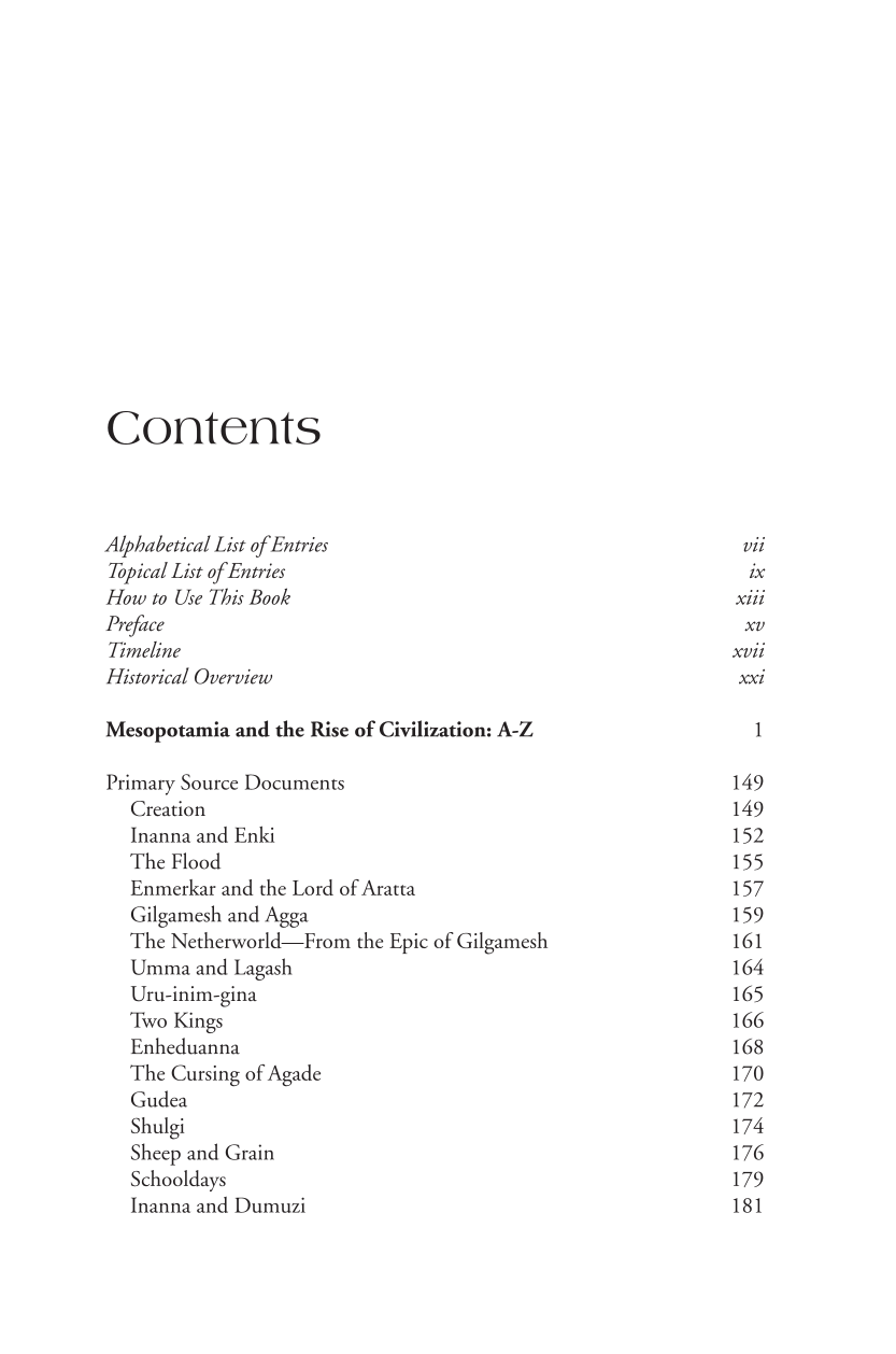 Mesopotamia and the Rise of Civilization: History, Documents, and Key Questions page v