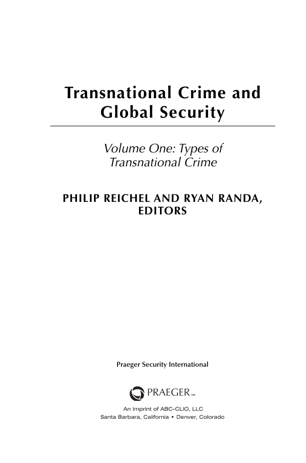 Transnational Crime and Global Security [2 volumes] page iii