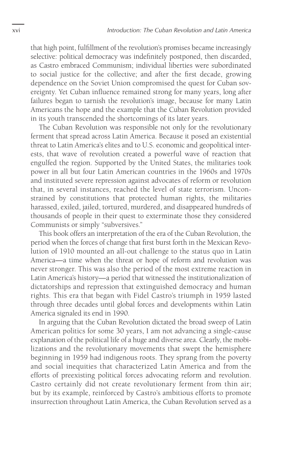 Latin America in the Era of the Cuban Revolution and Beyond, 3rd Edition page xvi
