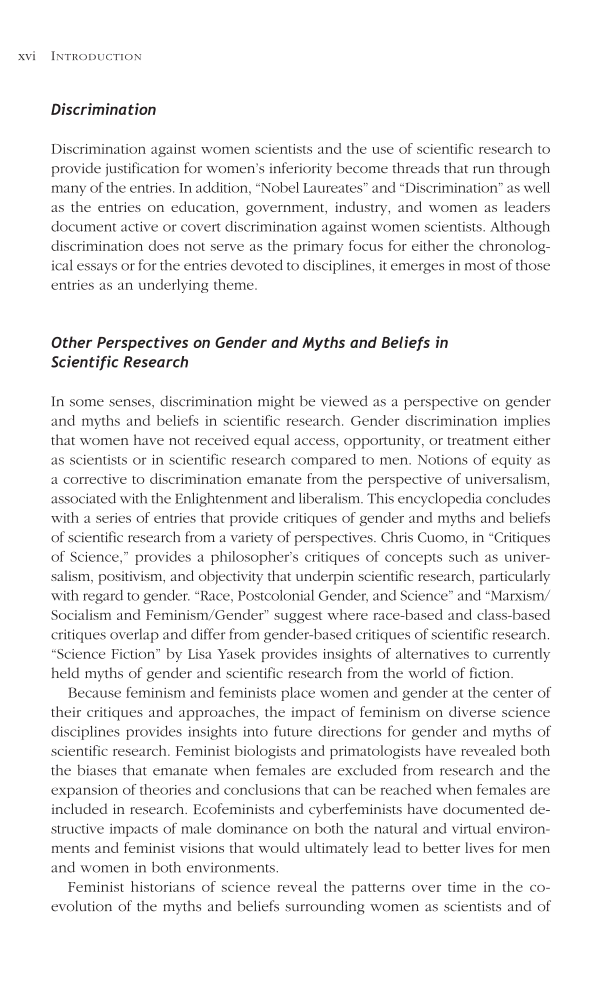 Women, Science, and Myth: Gender Beliefs from Antiquity to the Present page xvi