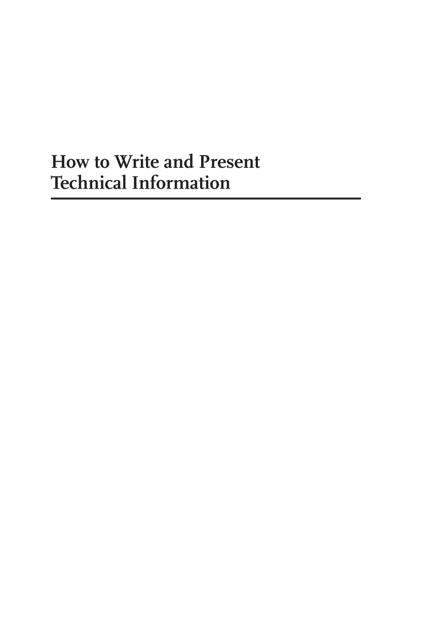 How To Write and Present Technical Information, 4th Edition page i