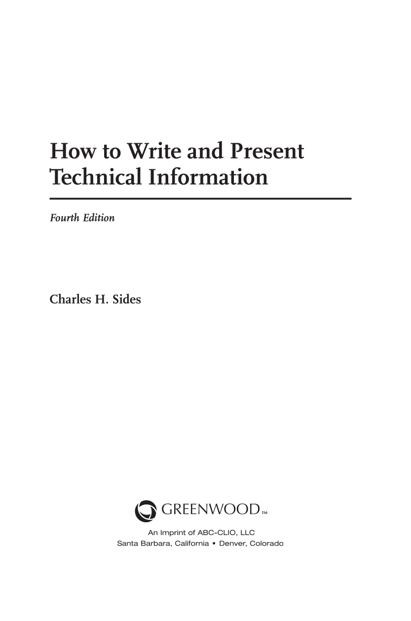 How To Write and Present Technical Information, 4th Edition page iii