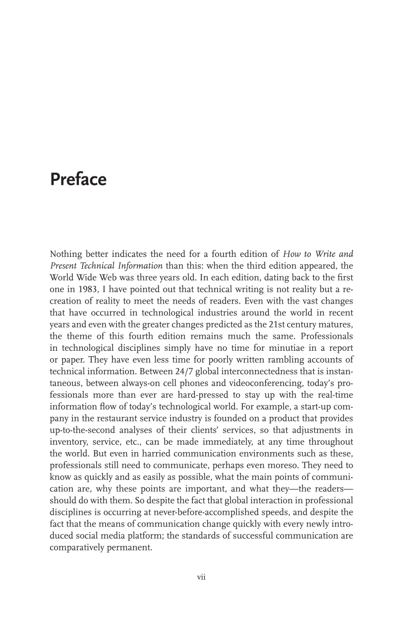 How To Write and Present Technical Information, 4th Edition page vii