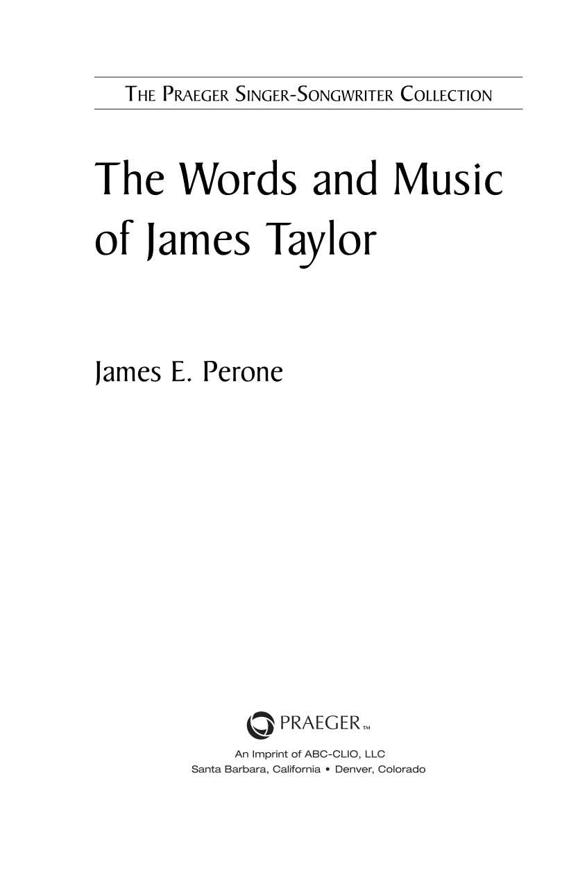 The Words and Music of James Taylor page iii