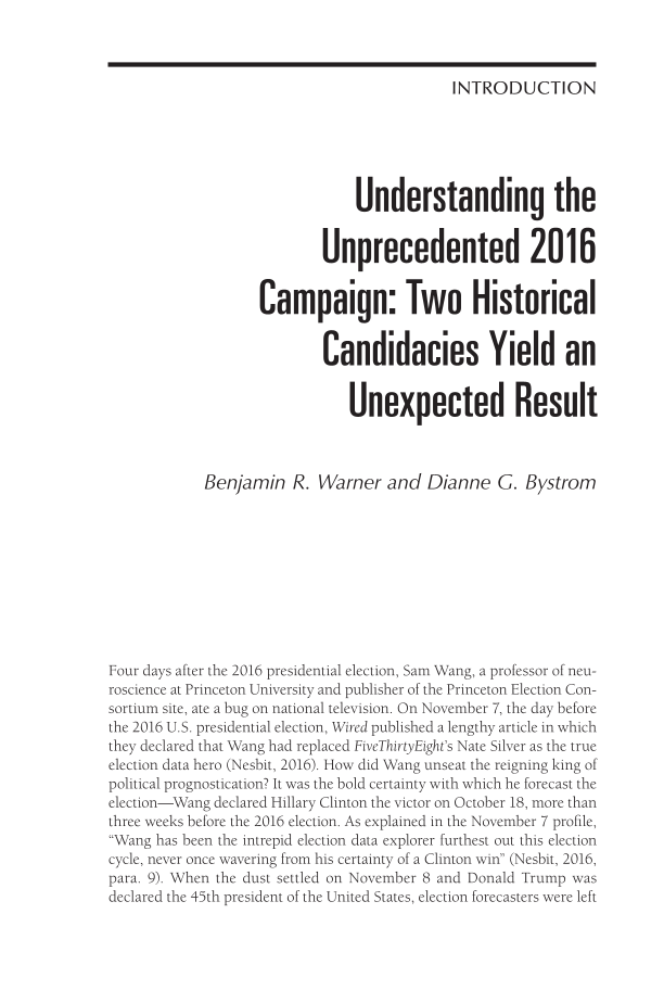 An Unprecedented Election: Media, Communication, and the Electorate in the 2016 Campaign page 1