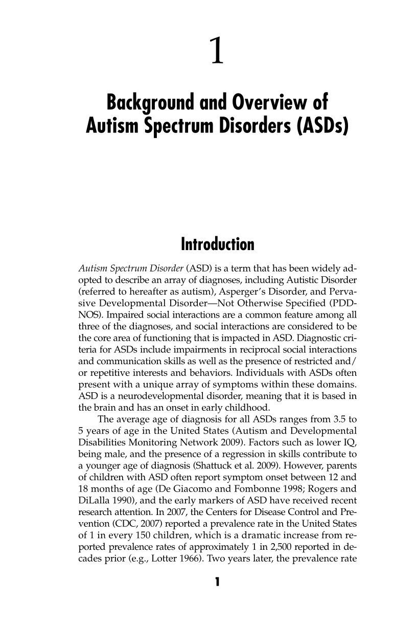 Autism Spectrum Disorders: A Reference Handbook page 1