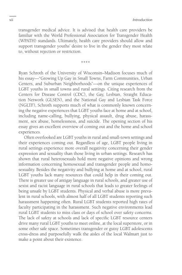 Lesbian, Gay, Bisexual, and Transgender Americans at Risk: Problems and Solutions [3 volumes] page V1:xii