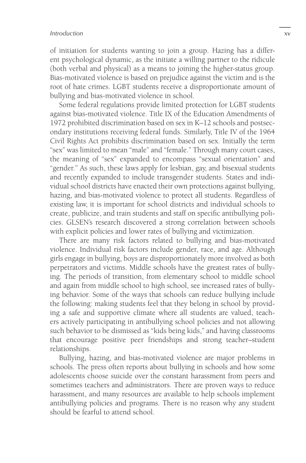 Lesbian, Gay, Bisexual, and Transgender Americans at Risk: Problems and Solutions [3 volumes] page V1:xv