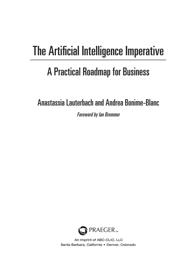 The Artificial Intelligence Imperative: A Practical Roadmap for Business page iii