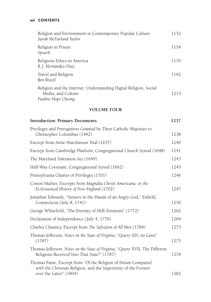 Religion and American Cultures: Tradition, Diversity, and Popular Expression, 2nd Edition [4 volumes] page xvi