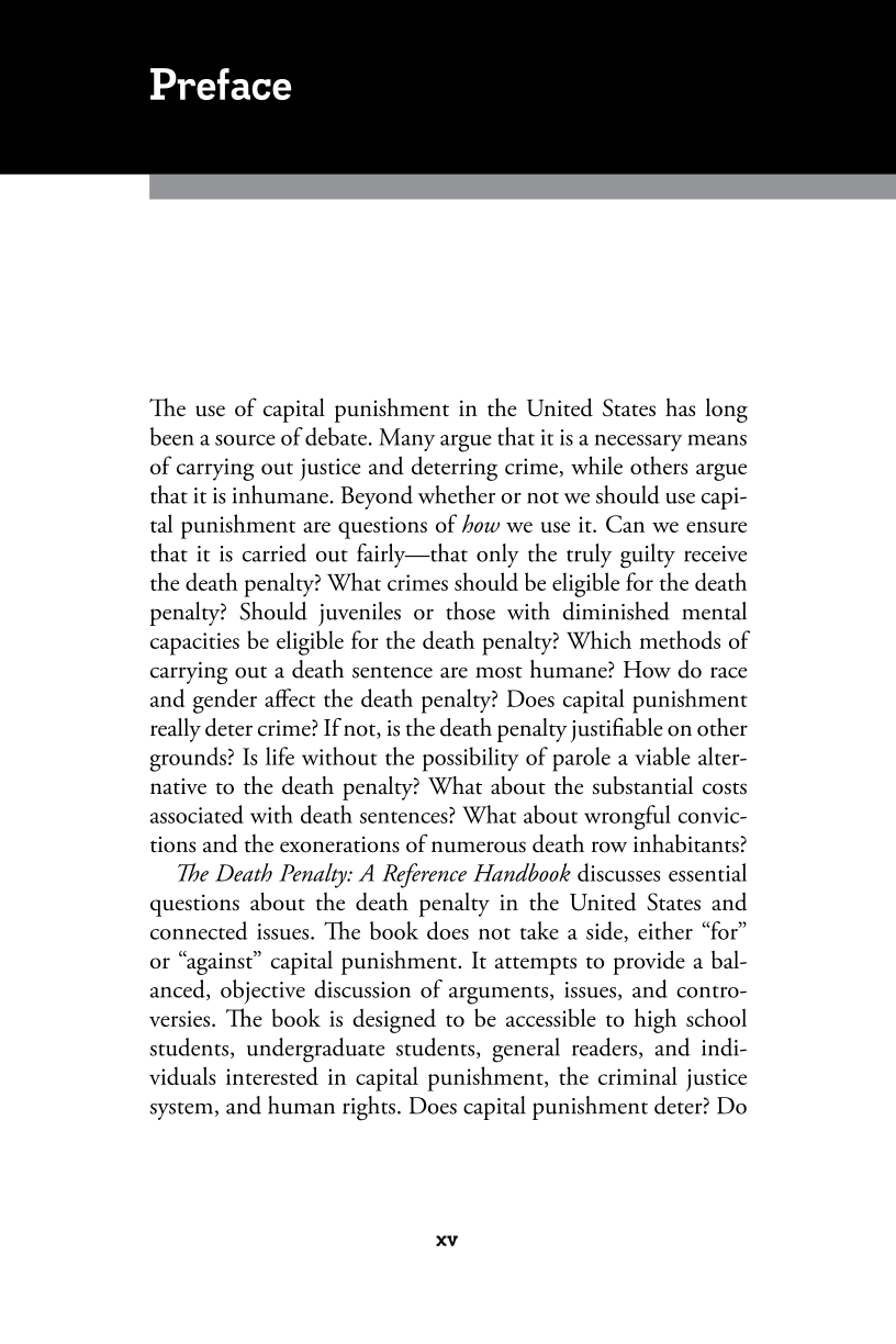 The Death Penalty: A Reference Handbook page xv