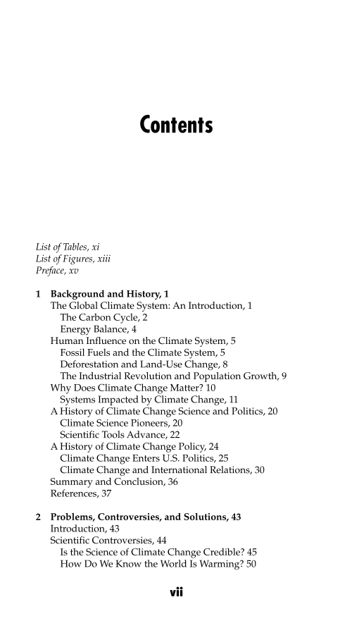 Climate Change: A Reference Handbook page vii