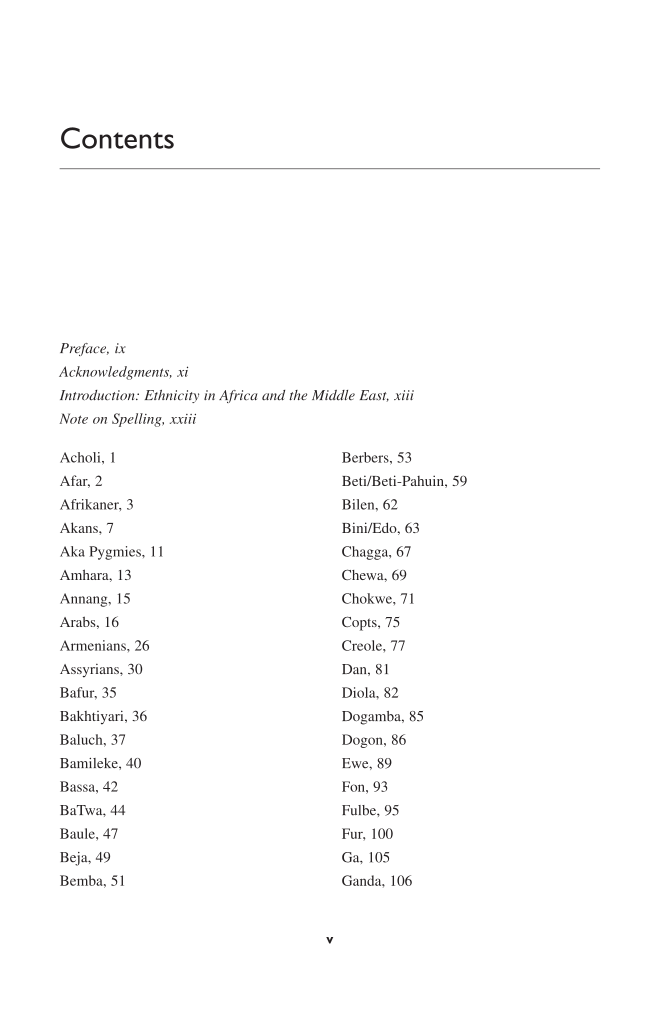 Ethnic Groups of Africa and the Middle East: An Encyclopedia page iii