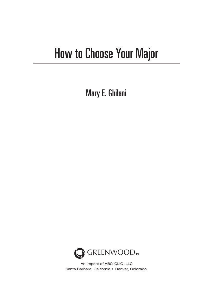 How to Choose Your Major page iii