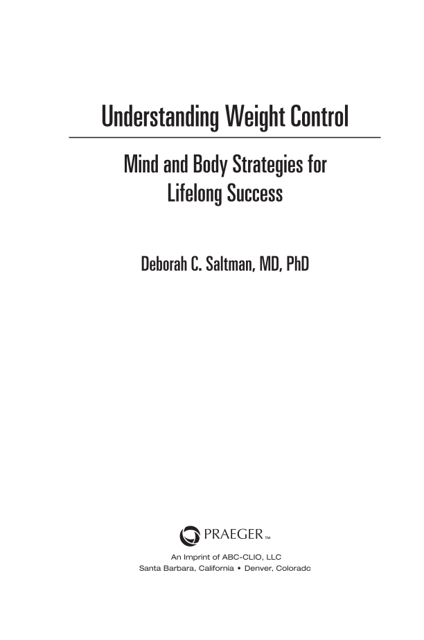 Understanding Weight Control: Mind and Body Strategies for Lifelong Success page iii
