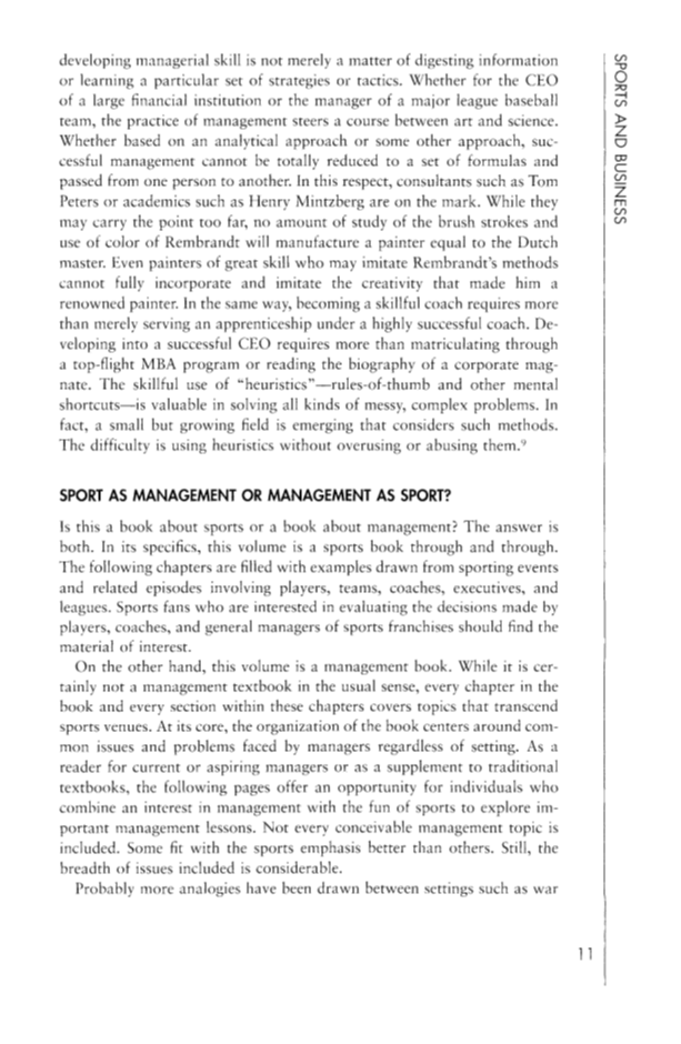 From the Ballfield to the Boardroom: Management Lessons from Sports page 11