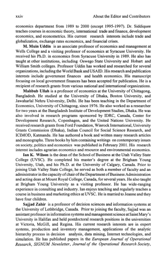 Frontiers of Economics: Nobel Laureates of the Twentieth Century page xxiv