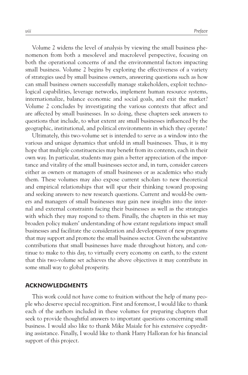 Small Business in a Global Economy: Creating and Managing Successful Organizations [2 volumes] page 8