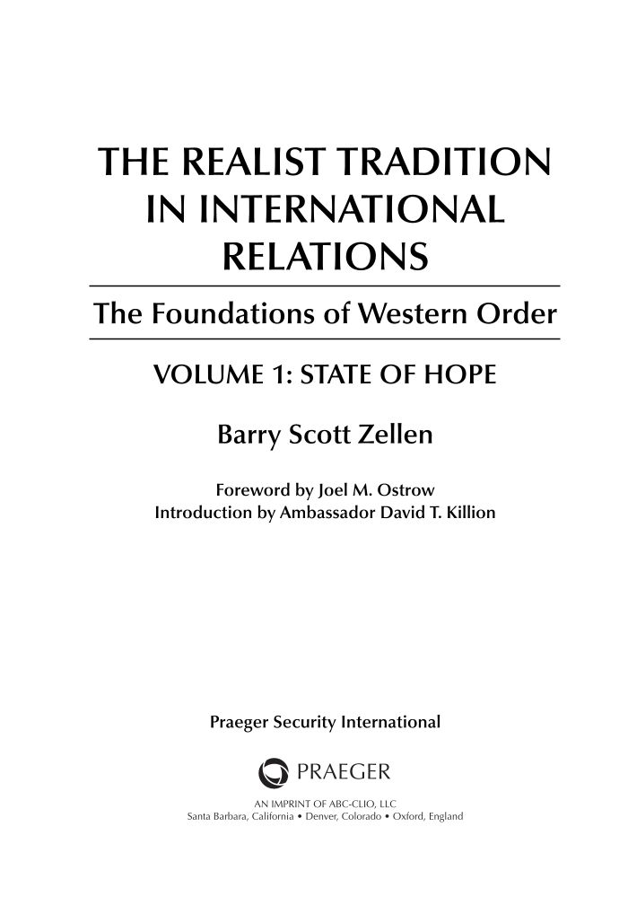 The Realist Tradition in International Relations: The Foundations of Western Order [4 volumes] page iii