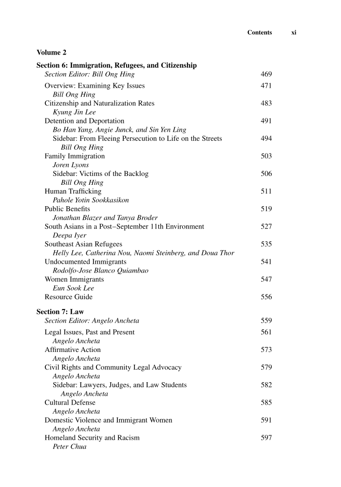 Encyclopedia of Asian American Issues Today [2 volumes] page xi
