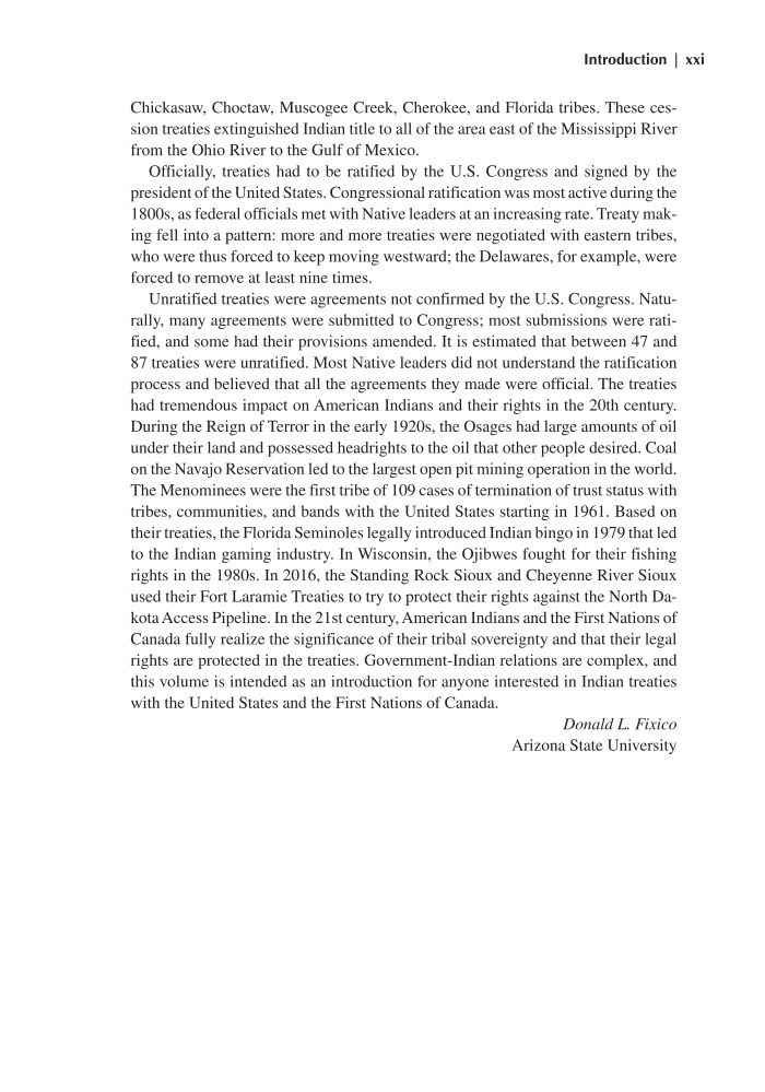 Indian Treaties in the United States: An Encyclopedia and Documents Collection page xxi