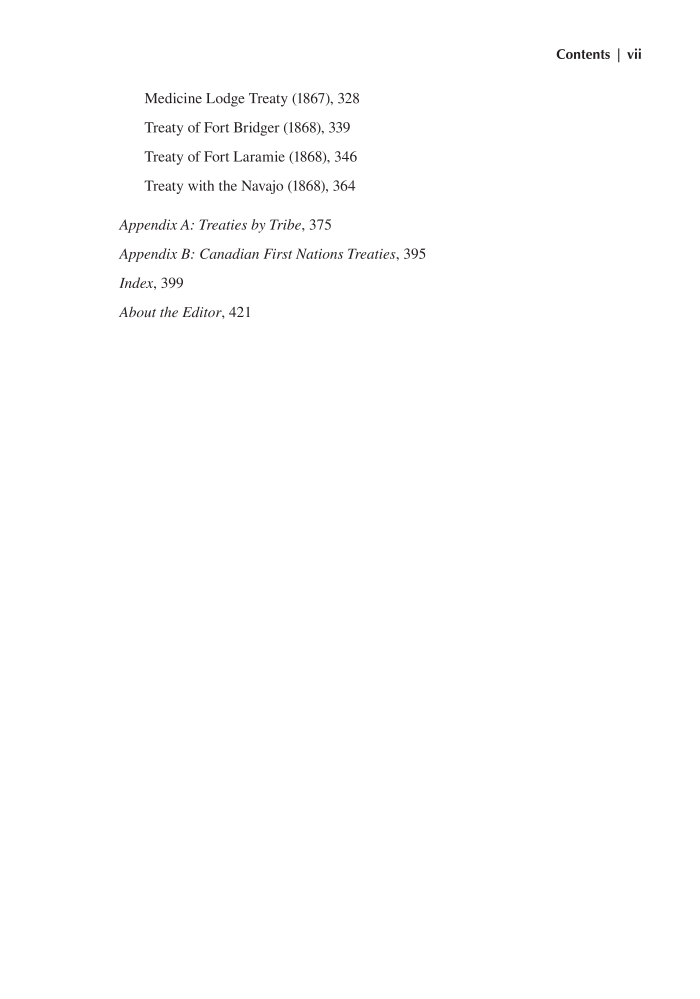 Indian Treaties in the United States: An Encyclopedia and Documents Collection page vii