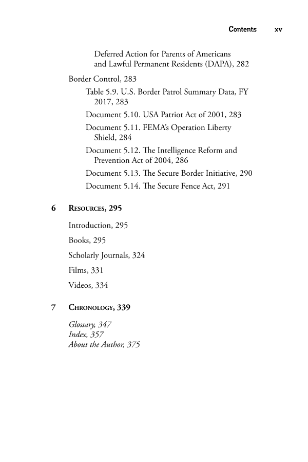 Homeland Security: A Reference Handbook page xv