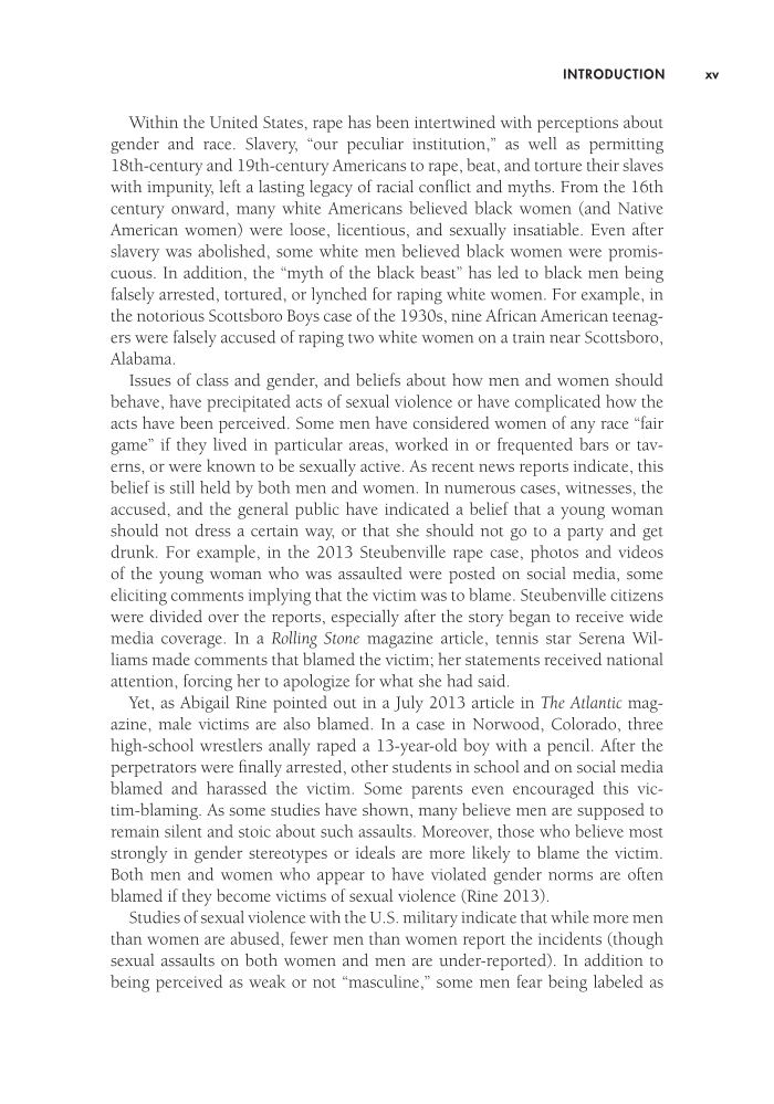 Encyclopedia of Rape and Sexual Violence [2 volumes] page V1:xv