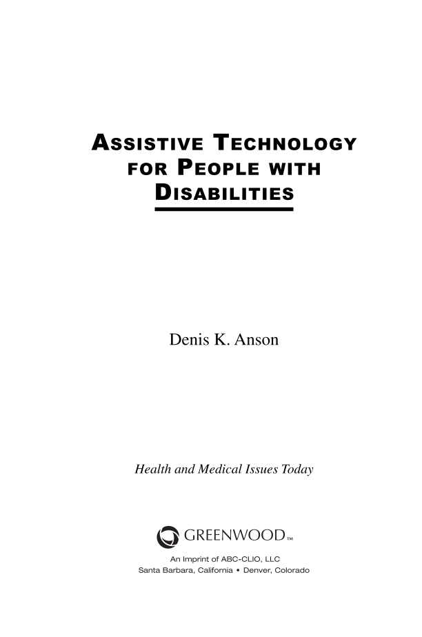 Assistive Technology for People with Disabilities page iii1