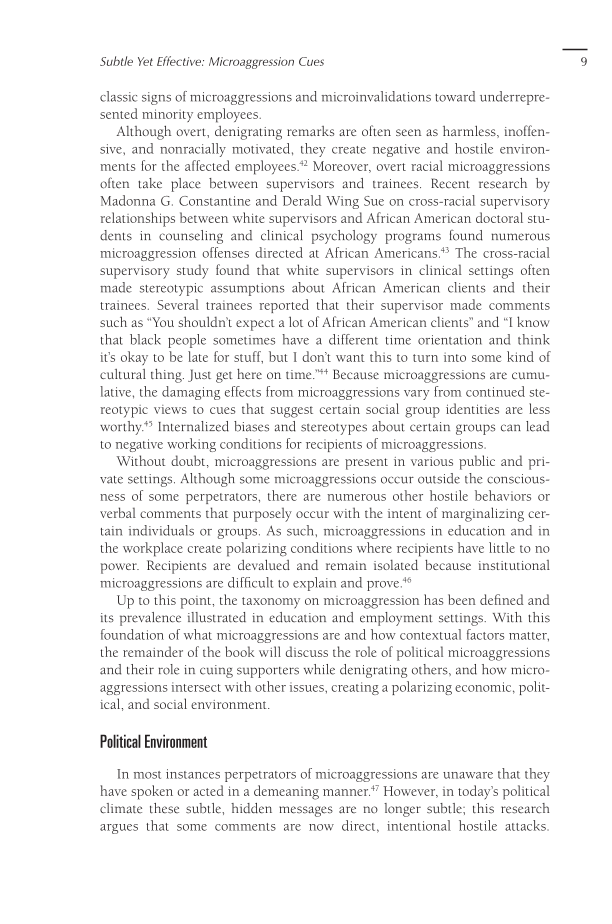 Political Speech as a Weapon: Microaggression in a Changing Racial and Ethnic Environment page 9