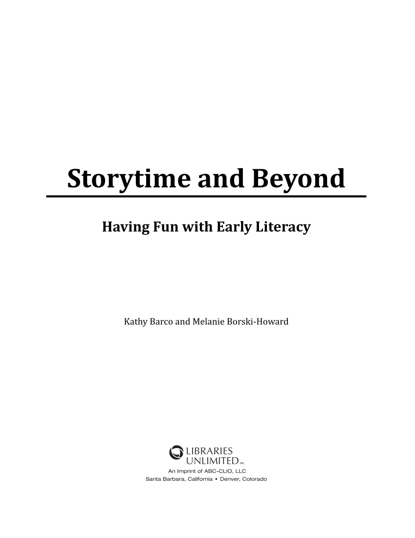 Storytime and Beyond: Having Fun with Early Literacy page iii1