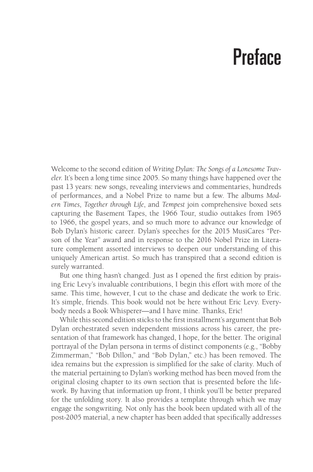 Writing Dylan: The Songs of a Lonesome Traveler, 2nd Edition page ix