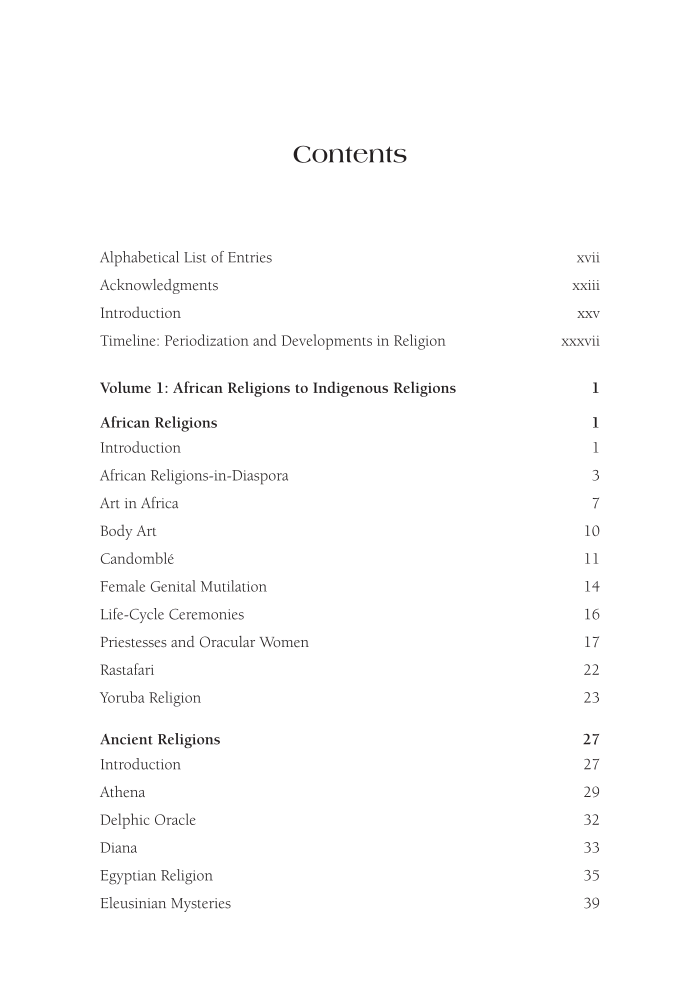 Encyclopedia of Women in World Religions: Faith and Culture across History [2 volumes] page 1:v