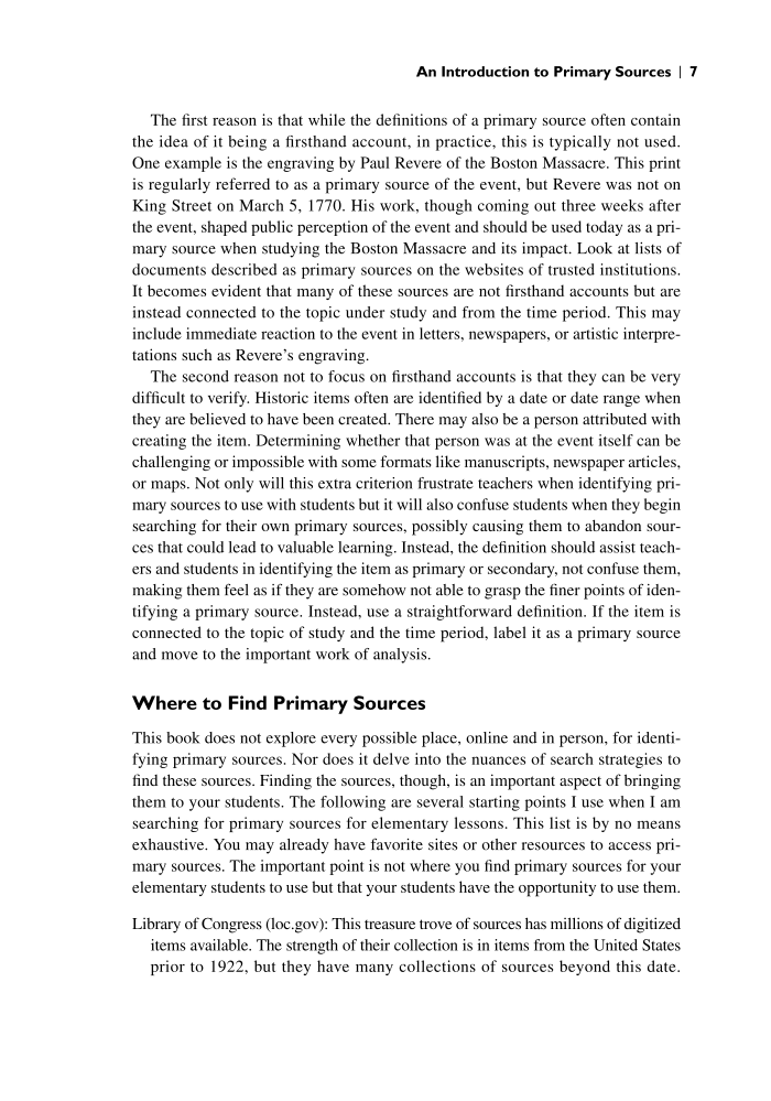 Elementary Educator's Guide to Primary Sources: Strategies for Teaching page 7