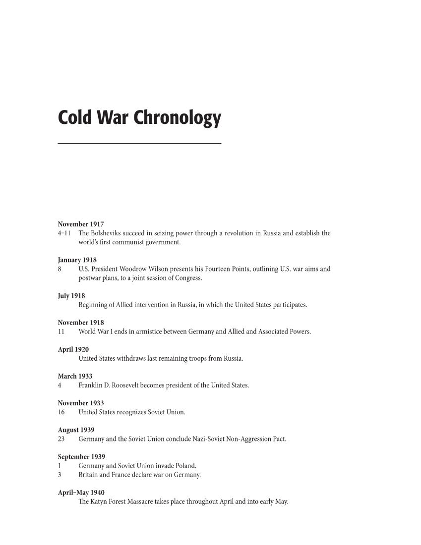 The Cold War: Interpreting Conflict through Primary Documents [2 volumes] page V1-xix