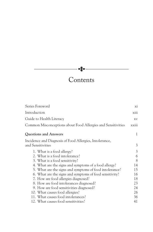 Food Allergies and Sensitivities: Your Questions Answered page vii