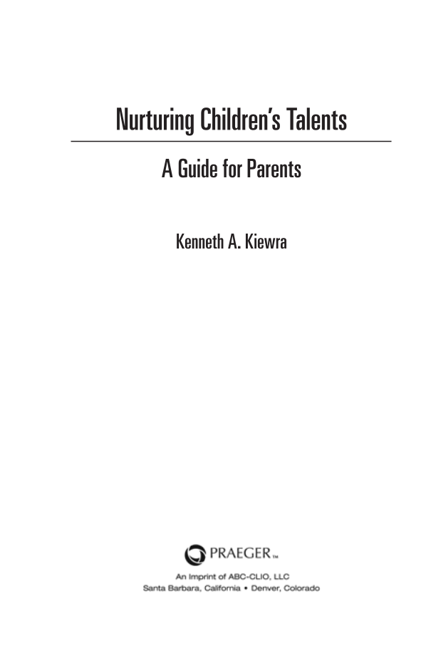 Nurturing Children's Talents: A Guide for Parents page iii