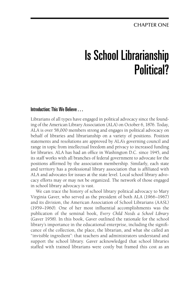 Political Advocacy for School Librarians: Leveraging Your Influence page 11