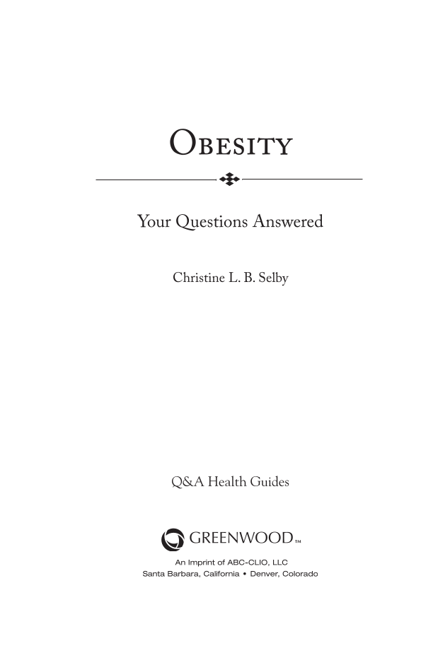 Obesity: Your Questions Answered page iii