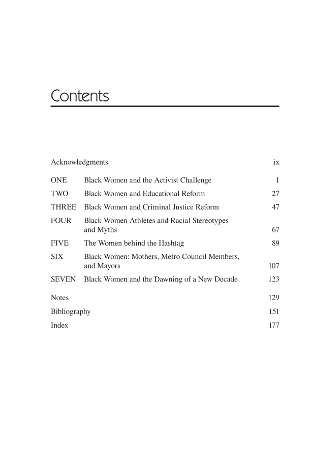 Black Women as Leaders: Challenging and Transforming Society page vii