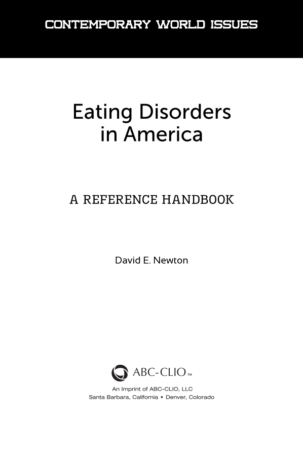 Eating Disorders in America: A Reference Handbook page v1