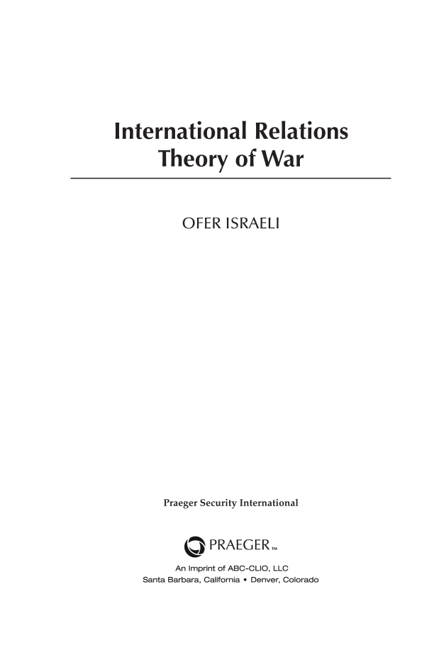 International Relations Theory of War page iii