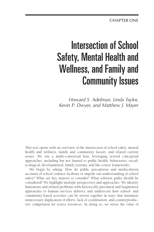 Keeping Students Safe and Helping Them Thrive: A Collaborative Handbook on School Safety, Mental Health, and Wellness [2 volumes] page v1-3