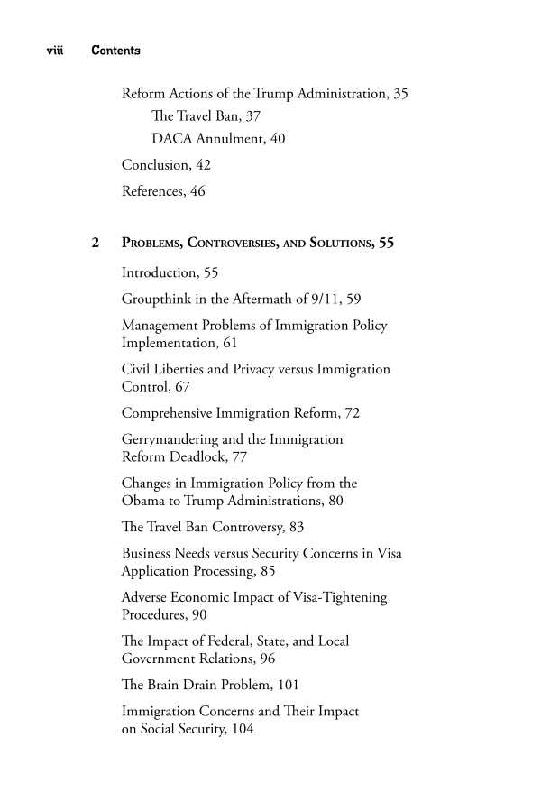 Immigration Reform: A Reference Handbook page viii1