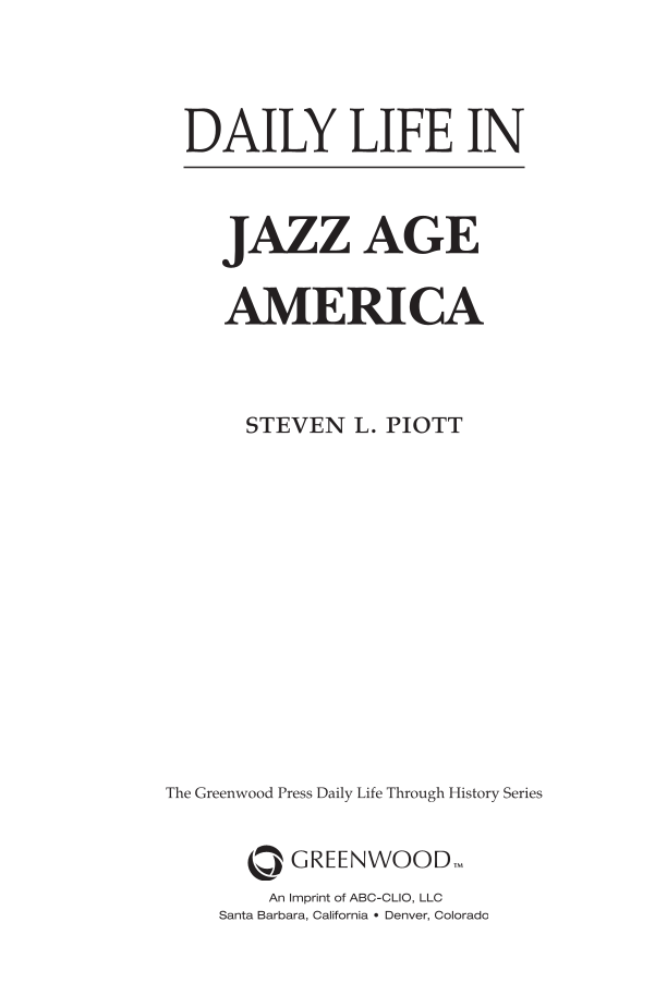 Daily Life in Jazz Age America page iii